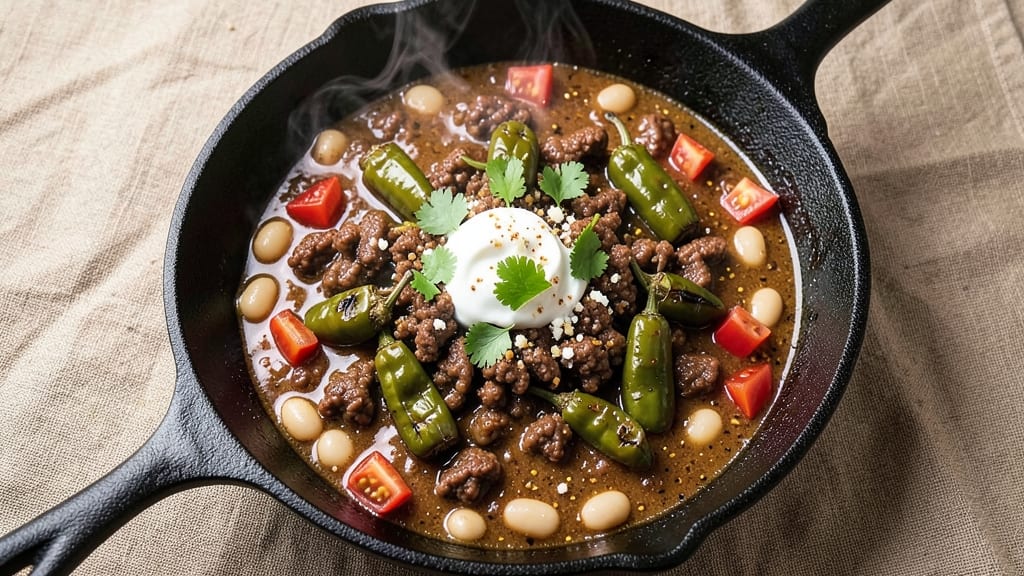 Beef and Bean Chili Verde Recipe: Smoky Tomato and Herb Depth in One Pot