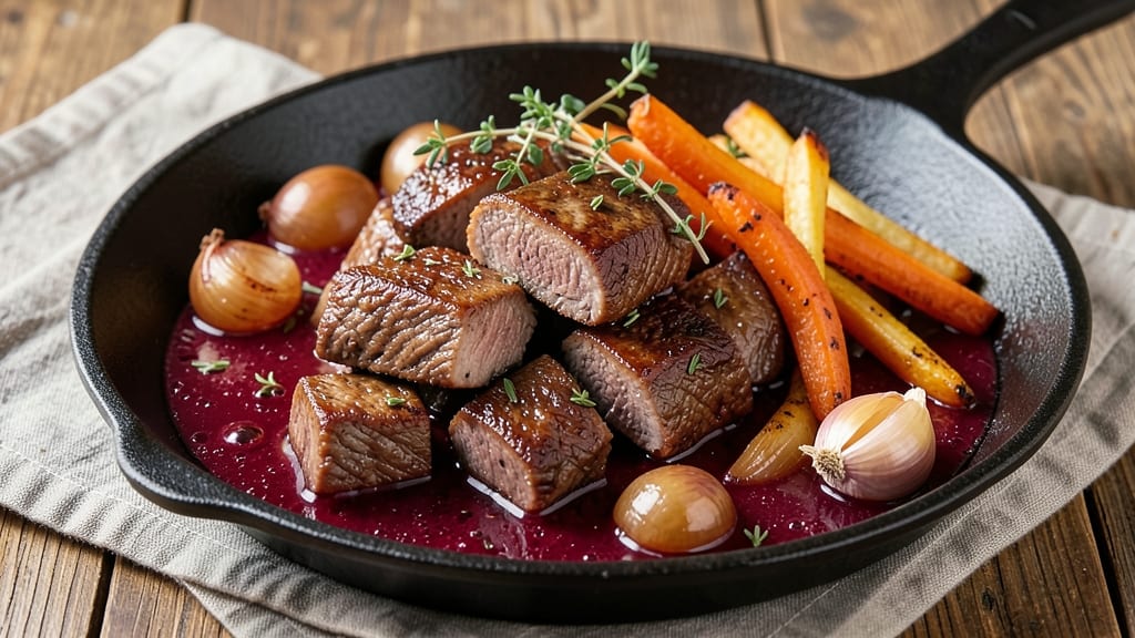 Beef Beaujolais Recipe: Burgundy Wine Braise with Silky Egg Noodles