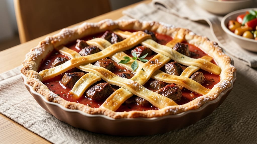 Beef and Tomato Pie Recipe: Flaky Pastry Cradles Savory Beef and Tomato Filling