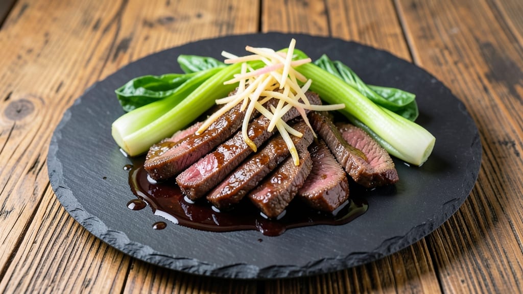 Beef and Greens Chinese Recipe: Wok-Sear Crisp With Silky Soy Ginger Infusion