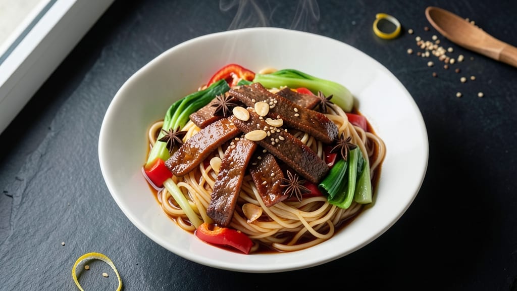 Authentic Chinese Beef Lo Mein Recipe: Wok-Tossed Noodles with Charred Garlic and Star Anise Broth