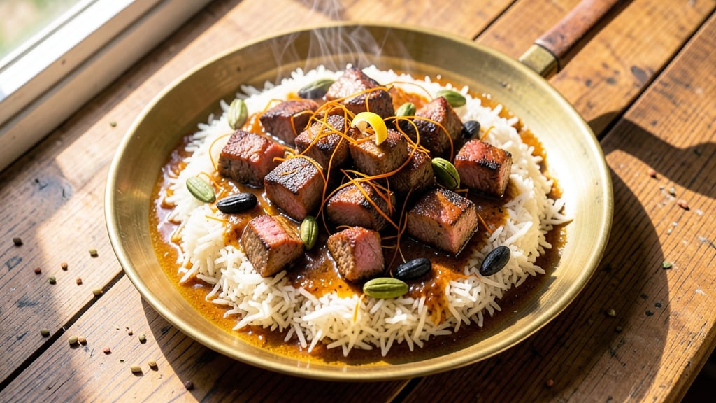 Beef Biriyani Recipe in Malayalam: Fragrant Saffron Rice with Spiced Beef Layers