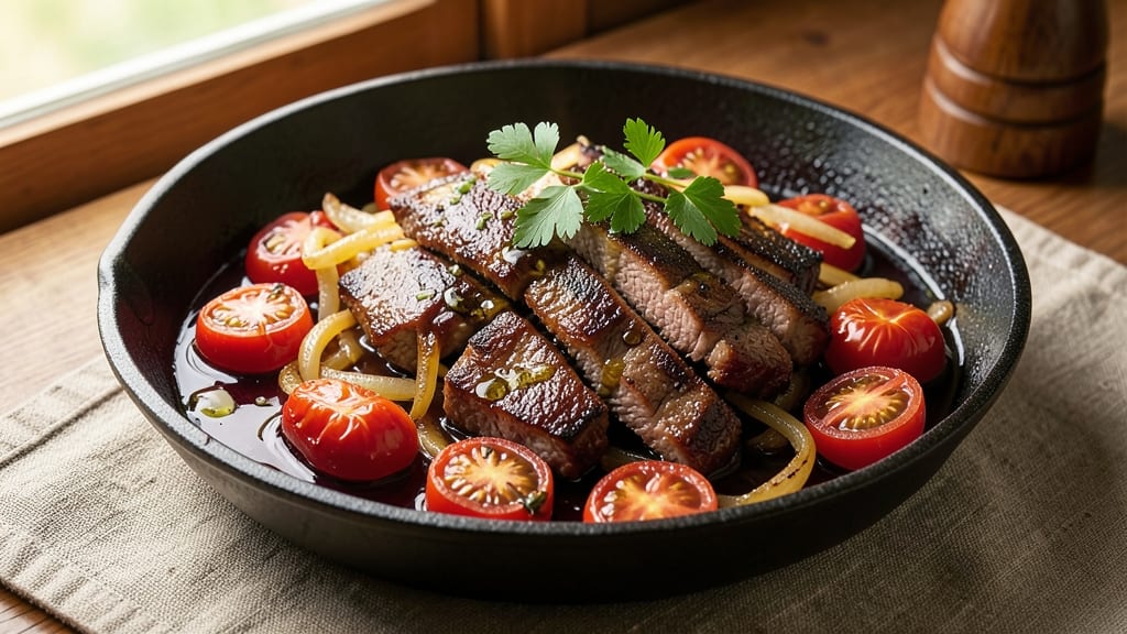 Beef and Cherry Tomato Recipe: One-Pan Simmered Richness With Herbed Crust