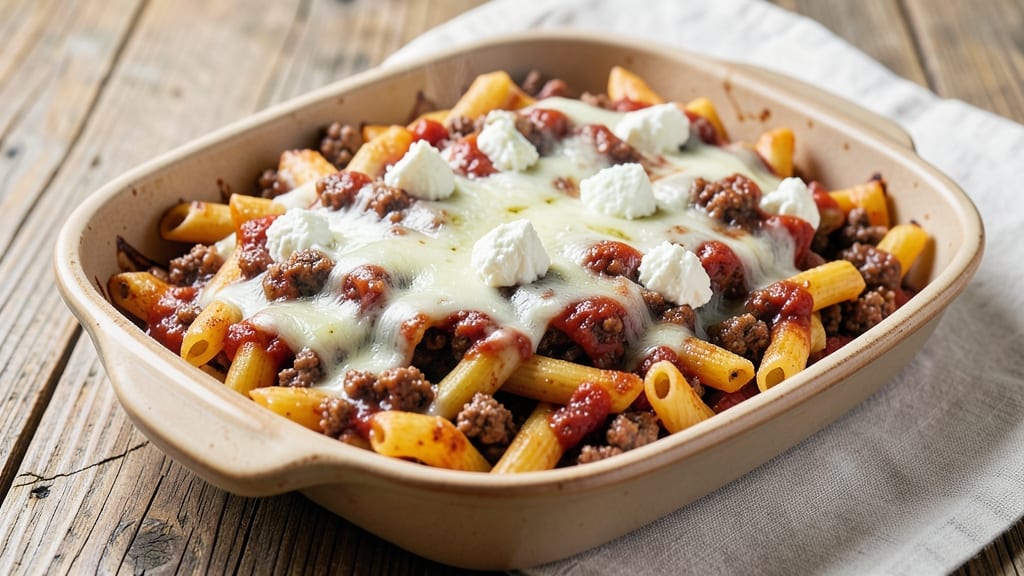 Baked Ziti Recipe with Ground Beef and Italian Sausage: Meat-Loaded Cheese Rivers in One Pan