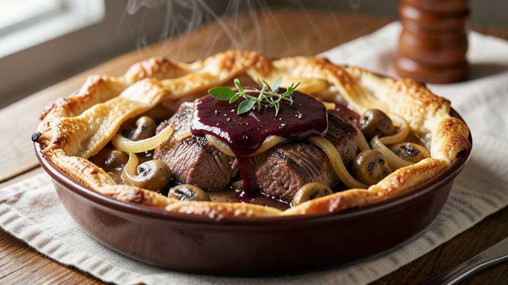 Beef and Burgundy Pie Recipe: Deep Wine-Reduced Gravy and Flaky Pastry Bliss