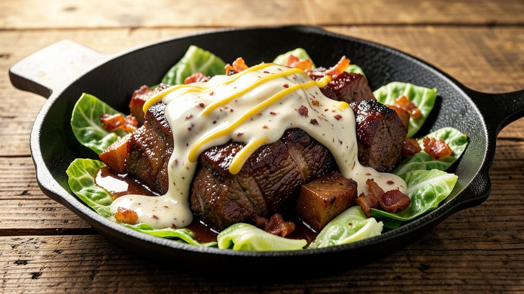 Beef and Cabbage Keto Recipe: Low-Carb Stew With Savory Mustard and Crispy Bacon Bits