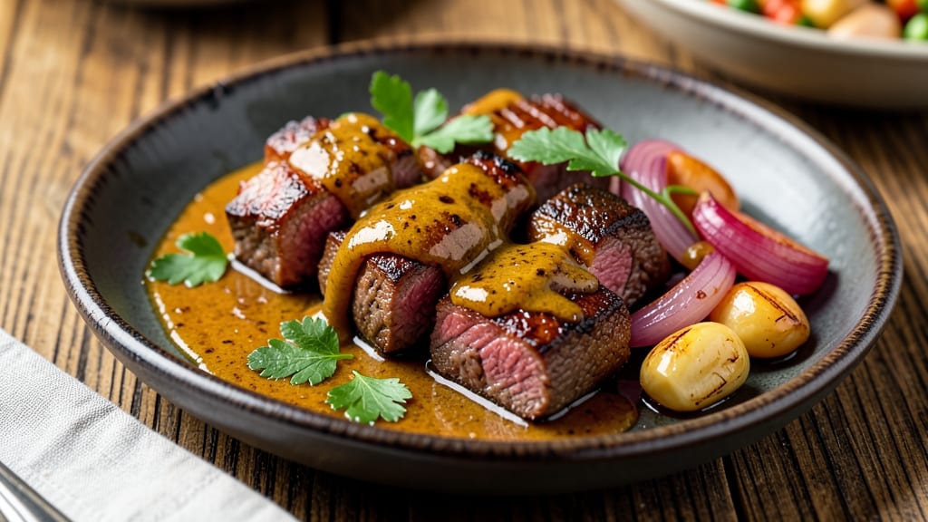 Beef and Mustard Recipe: Deep Umami Crunch With Silky Wine Reduction
