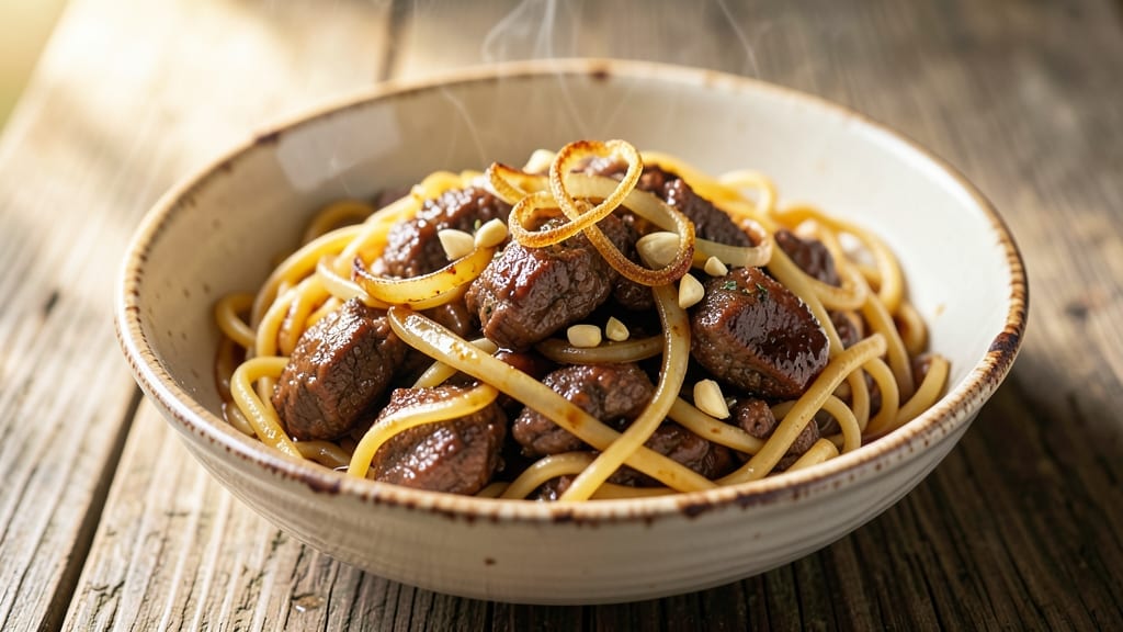 Beef and Frozen Egg Noodles Recipe: One-Pan Protein-Packed Brunch