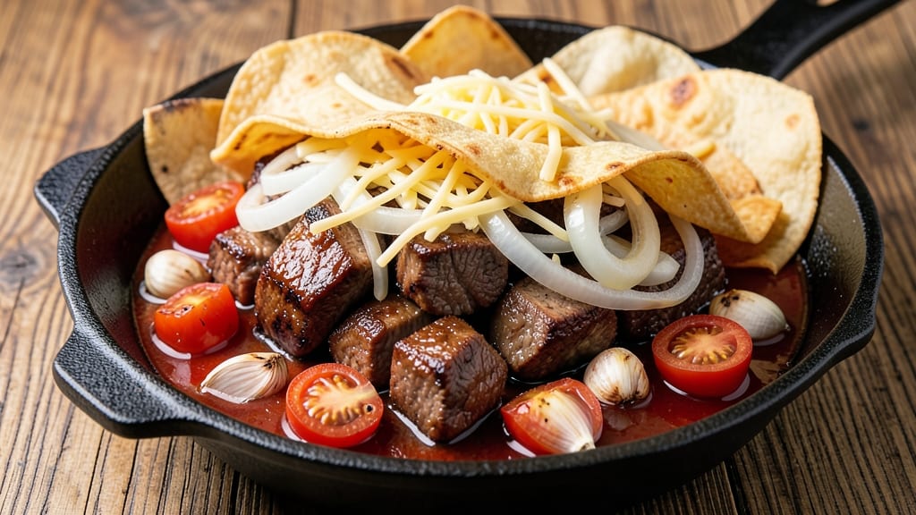 Beef Akni Recipe: Crispy Tortilla Layers with Cheesy Rivers