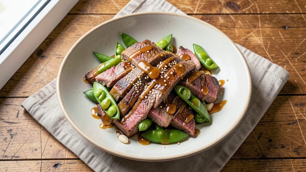 Beef and Peapod Stir Fry Recipe: Sweet Pea Crunch and Caramelized Beef Bites