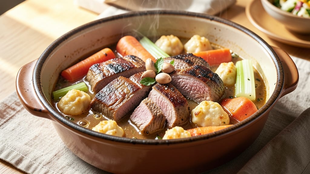 Beef and Dumplings Crock Pot Recipe: Savory Broth and Fluffy Dumplings in One Pot