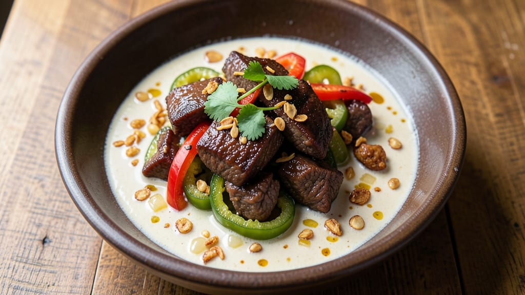 Ampalaya With Beef Pinoy Recipe: Silky Eggplant and Beef in Rich Coconut Gravy