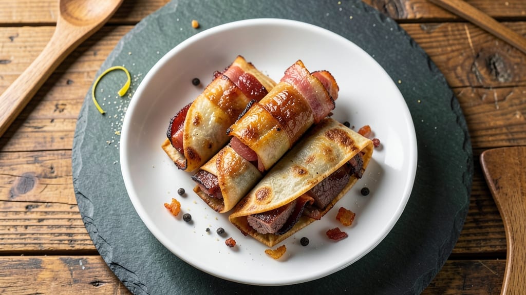 Beef and Bacon Roll-Ups Recipe: Crispy Tortilla Wraps With Smoky Meat Rivers
