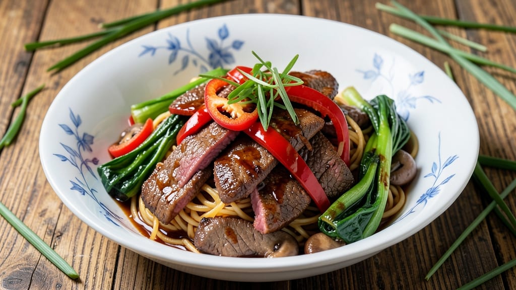 Beef and Vegetable Chinese Recipe: Wok-Fired Umami Crunch With Silky Noodles