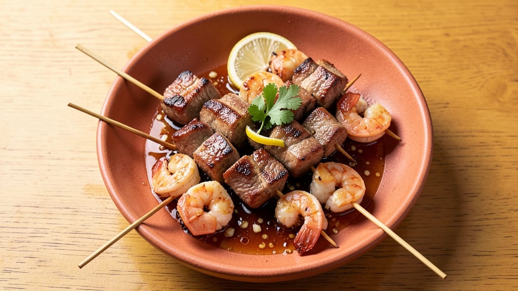 Beef and Shrimp Kabobs Recipe: Char-Grilled Sweet and Smoky Skewers
