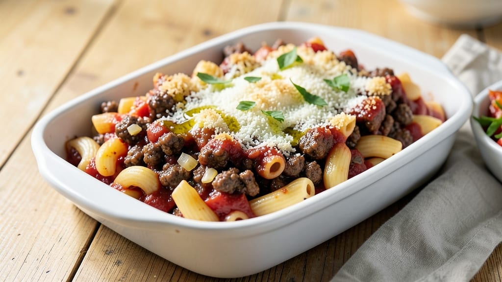 Baked Macaroni with Ground Beef Recipe: One-Pan Cheesy Comfort with Italian Herbs