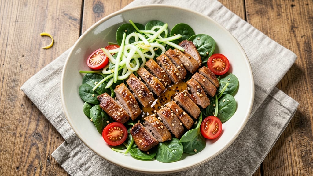 Asian Crispy Beef Salad Recipe: Crunchy Wok-Seared Strips Over Cooling Cucumber-Lime Base