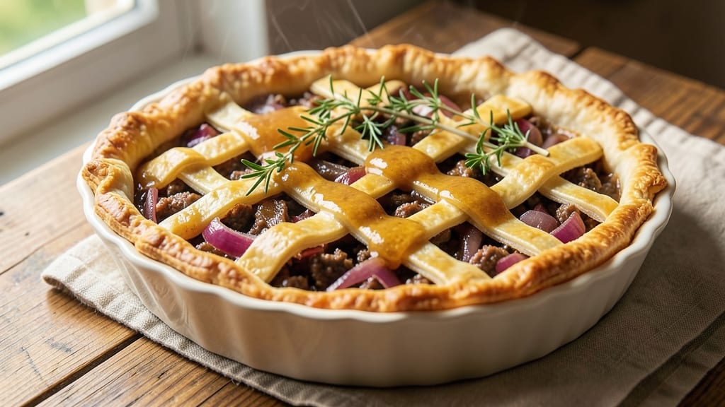 Basic Beef Pie Recipe: Flaky Crust Encases Savory Meat and Herbs