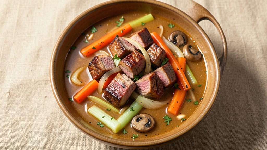 5 Star Vegetable Beef Soup Recipe: Umami-Rich Broth With Silky Beef Chunks