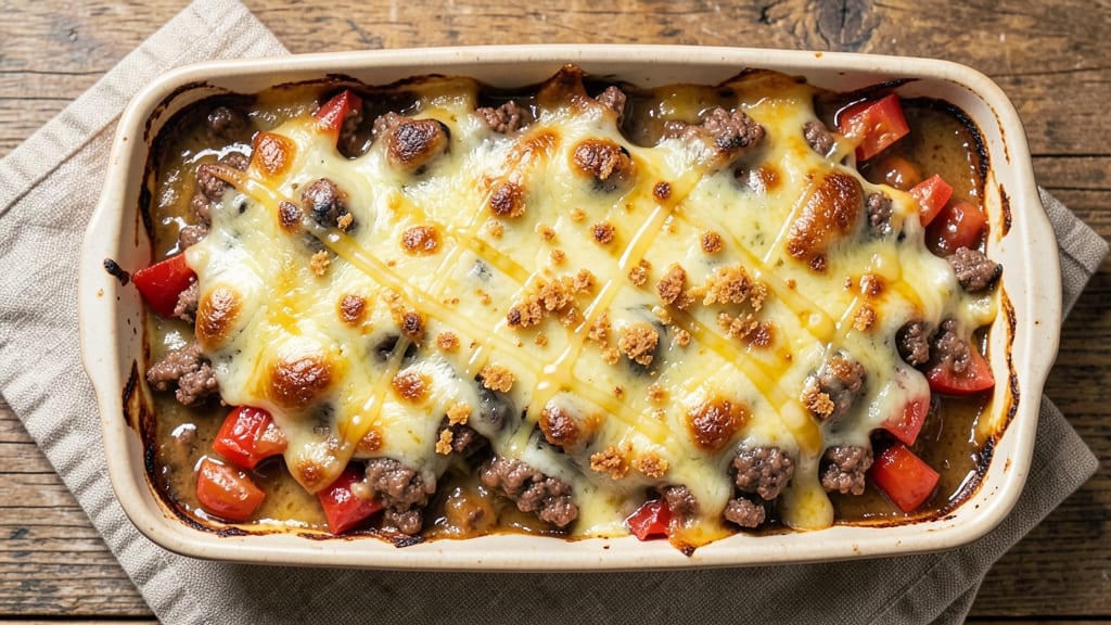 Beef and Cheddar Casserole Recipe: Bubbly Top, Melty Cheese Rivers