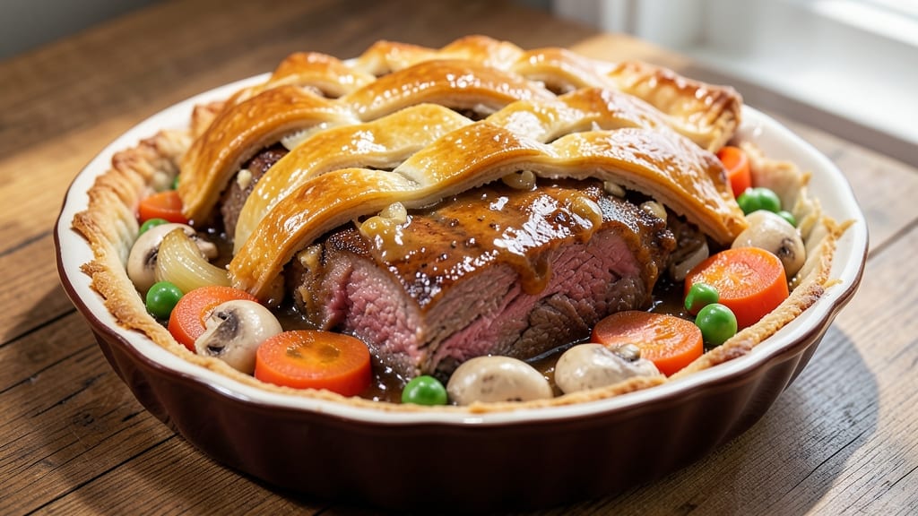 Banquet Beef Pot Pie Recipe: Flaky Pastry Cradles Savory Meat and Veggie Medley